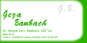 geza bambach business card